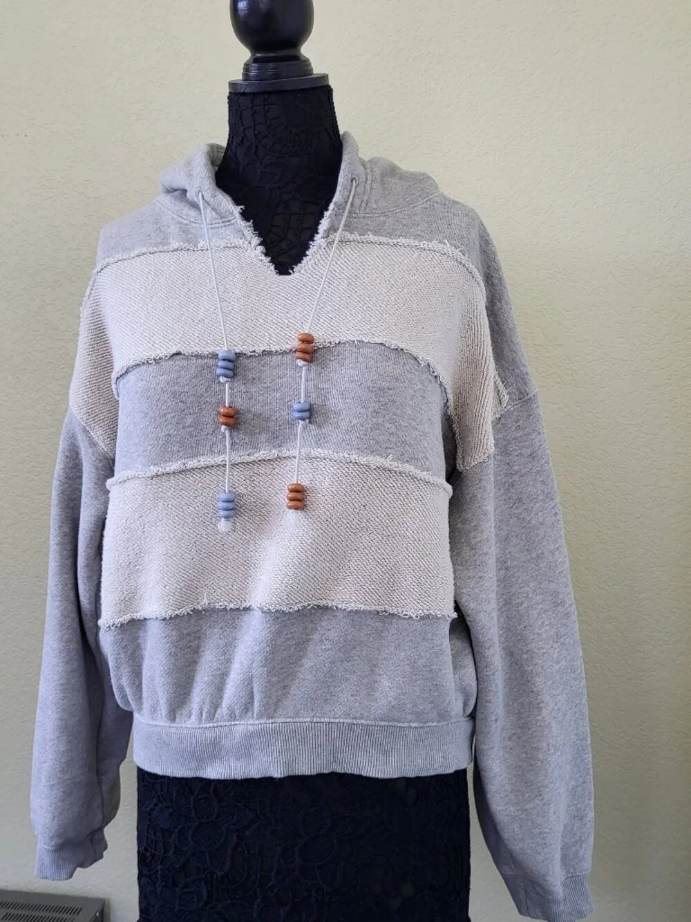 Free People Camp Crush Cotton Blend Hoodie Size M Gray